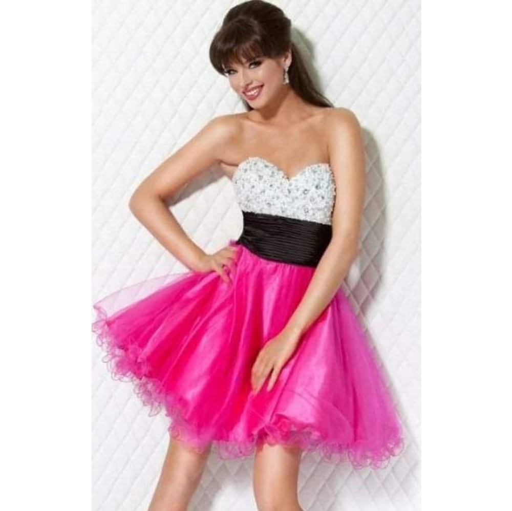 Jovani Hot Pink Tulle Prom/Cocktail Dress, Sz2